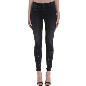 NWOT IRO black faded wash skinny low rise distressed denim jeans, 28